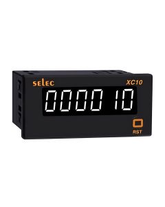 Selec XC10, 6 digit Single White Display Count Totaliser, Rate & Counter Selectable, Size 36x72mm, Panel Mount