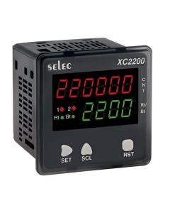 Selec XC2200, 6+4 Digit LED Dual Display, Programmable Counter With Rate Indicator, Size 72x72mm, Panel Mount