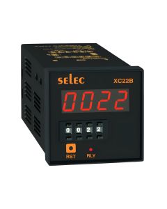 Selec XC22B-4-AR-M1-230, 4 Digits Single 7 Segment LED Display, Preset Counter, 72x72mm, Panel Mount