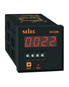 Selec XC22B V2, 4 Digit single Display, Programmable preset counter, Thumbwheel Setting, Size 72x72mm, panel mount
