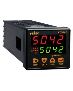 Selec XT5042, 4+4 digit Dual Display, Multifunction, Multi Ranges Digital Timer, Size 48x48mm, Panel Mount
