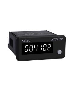 Selec XTC4102-2-CE, 6 digits, 7 segment white LED display, Inbuilt sensor supply, 36x72mm, Panel Mount