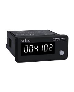 Selec XTC4102-CE, 6 digits, White LED Display, Time/Count Totaliser, Inbuilt Sensor Supply, Size 36x72mm, Panel Mount