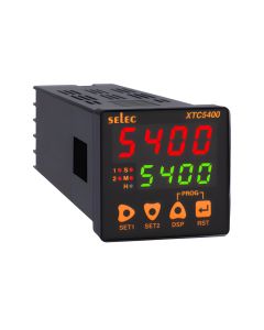 Selec XTC5400-24, 4 digits, 7 segment LED, LED Indication: Relay1, Relay2, Seconds, Minutes, Hours, 48x48mm, Panel Mount