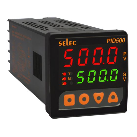Selec PID500-0-0-04, 4+4 Digit Dual Display PID Temperature Controller, 3 Relay Output With Universal Input and RS485 Communication, Size 48x48mm, Panel Mount
