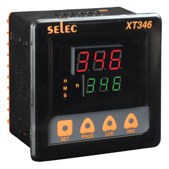Selec XT346, 3 Digit Dual LED Display, Multifunctional Digital Timer, Size 96x96mm, Panel Mount