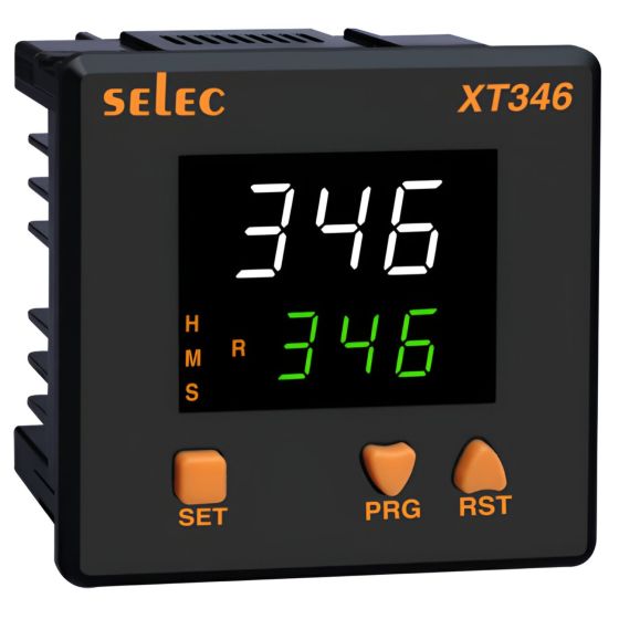 Selec XT346A, 3 Digit Dual LED Display, Multifunctional Digital Timer, Size 96x96mm, Panel Mount, Low Depth