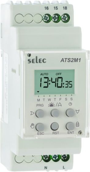Selec ATS2M1-1-16A-230V, Single Channel Astronomical Time Switch, Size 35mm, DIN Rail Mount