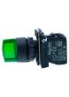 Schneider XB5AK123B1N, Ill selector switch, Harmony XB5, Plastic, Green, 22mm, Short handle, 2 position, Stay put, 24V AC DC, 1 NO