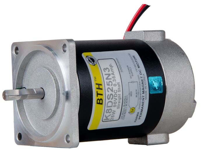 K8DS25N3 ||25 Watt DC Motor, Straight Shaft, Flange 80mm, Supply 90V DC