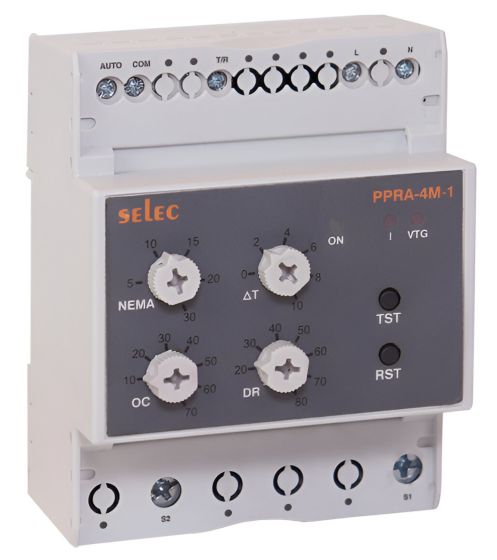 Selec PPRA-4M-3-415V, Three Phase Analog Pump protection relay, DIN Rail Mount, 415VAC