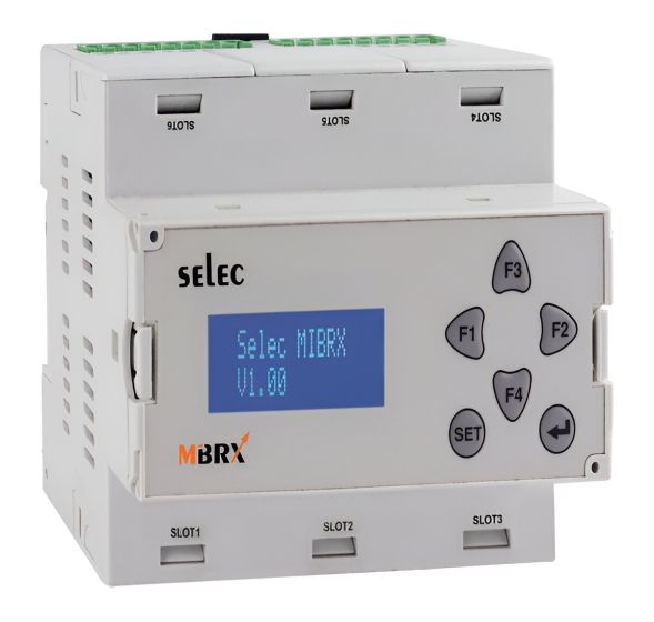 Selec MIBRX-6M-1-1-1-230V, Modular type PLC - MIBRX, Base module - 6 slots, 11 Digital Input + 4 Relay Output, NTC, RTC, Master, DIN Rail Mount