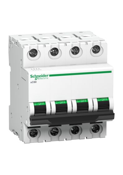 Schneider A9N4P32CGN, Miniature circuit breaker (MCB), 4 Pole, 32Amp, C Curve, 10kA