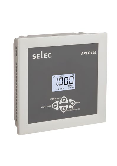 Selec APFC146-112-90-550V-CE, LCD with Backlight, 12 Relay Stages, 144x144mm, Panel Mount