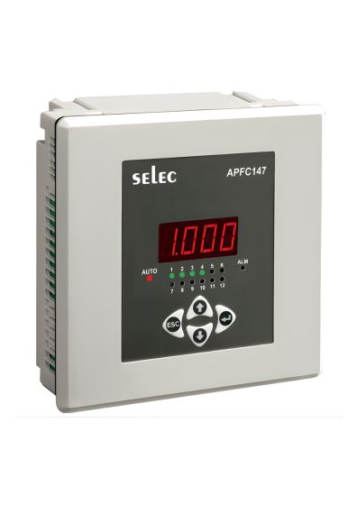 Selec APFC147-112-90-550V, 7 Segment LED Display, 8 & 12 Relay Stages, Panel Mount