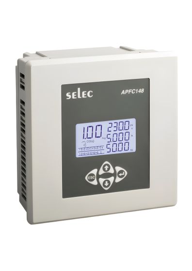 Selec APFC148-312-90-550V, 3 lines 4 digits LCD with dual colour backlight display ,12/14 Relay Stages, 144x144mm, Panel Mount