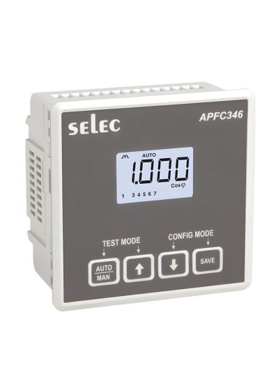 Selec APFC346-108-230V-CE, LCD Display, 2P-2W, 8 Relay Stages, 96x96mm, Panel Mount