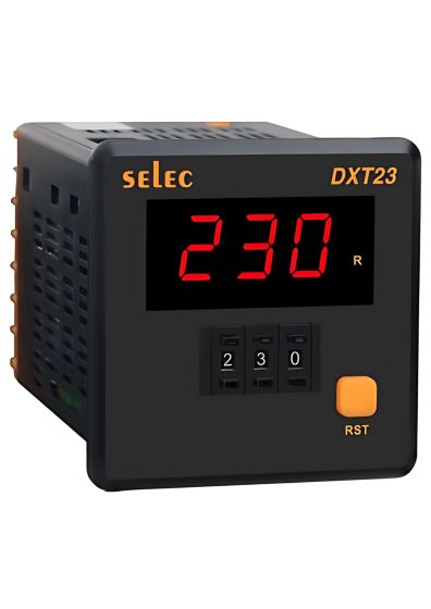 Selec DXT23, 3 Digit Single Display, Thumbwheel, ON Delay / Interval Digital Timer, Size 72x72mm, Panel Mount