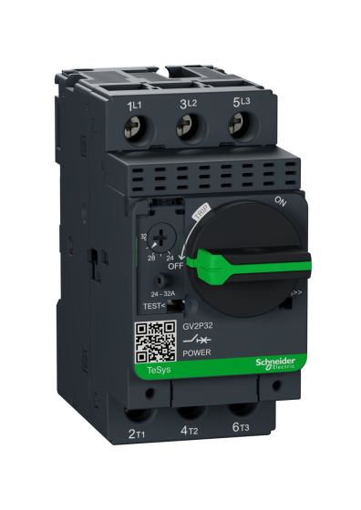 Scheider GV2P32, Motor Protection Circuit Breaker (MPCB), TeSys GV2, 3P, 24-32 A, thermal magnetic, screw clamp terminals