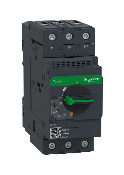 Schneider GV3P40, Motor Protection Circuit Breaker (MPCB), TeSys GV3, 3P, 30-40 A, thermal magnetic, EverLink terminals
