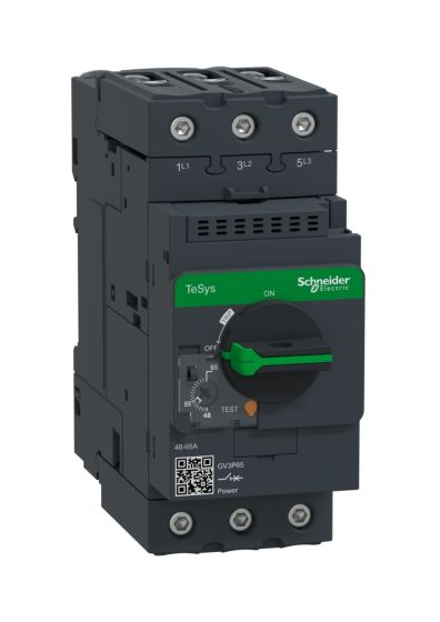 Schneider GV3P65, Motor Protection Circuit Breaker (MPCB), TeSys GV3, 3P, 48-65 A, thermal magnetic, EverLink terminals