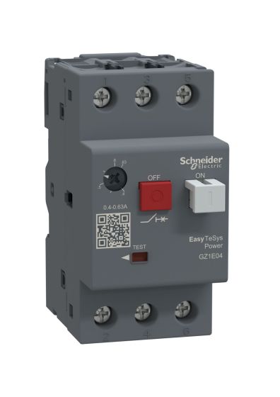 Schneider GZ1E04, Motor Circuit Breaker, Easy TeSys Power, GZ1E, AC-3, 3 Pole , 0.40~0.63A, Thermal Magnetic Trip