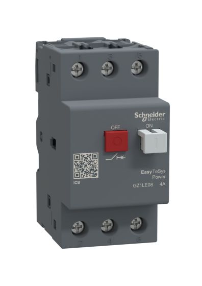 Schneider GZ1LE08, Motor Circuit Breaker, Easy TeSys Power, GZ1LE, 3 Pole, Push-Button, 4A, Magnetic Trip