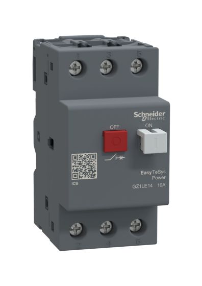 Schneider GZ1LE14, Motor Circuit Breaker, Easy TeSys Power, GZ1LE, 3 Pole, Push-Button, 10A, Magnetic Trip