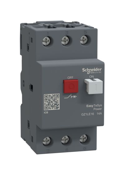 Schneider GZ1LE16, Motor Circuit Breaker, Easy TeSys Power, GZ1LE, 3 Pole, Push-Button, 14A, Magnetic Trip