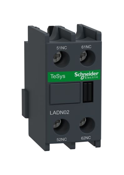 Schneider LADN02, Auxiliary contact block, TeSys D, 2NC, front mounting, screw clamp terminals