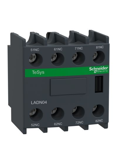 Schneider LADN04, Auxiliary contact block, TeSys D, 4NC, front mounting, screw clamp terminals