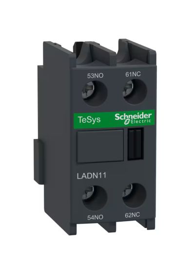 Schneider LADN11, Auxiliary contact block, TeSys D, 1NO + 1NC, front mounting, screw clamp terminals
