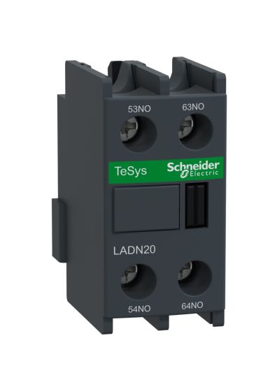 Schneider LADN20, Auxiliary contact block, TeSys D, 2NO, front mounting, screw clamp terminals
