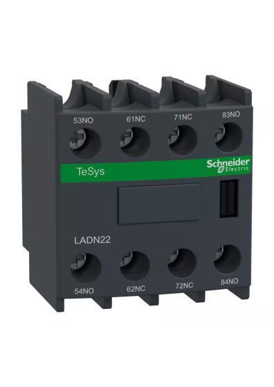 Schneider LADN22, Auxiliary contact block, TeSys D, 2NO + 2NC, front mounting, screw clamp terminals