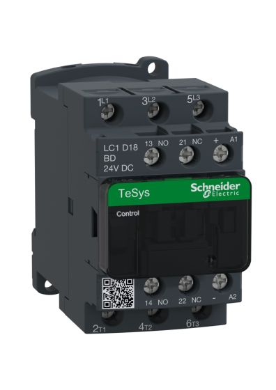 Schneider LC1D18BD, TeSys D contactor - 3P, 440V, 18 A, 24V DC coil