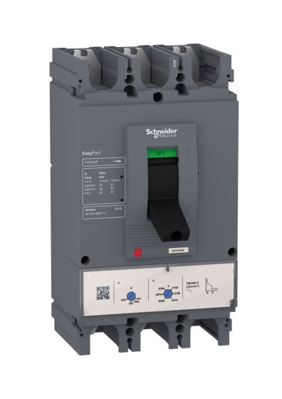 Schneider LV540306, MCCB, EasyPact CVS400F, 36 kA at 415 VAC, 400 A rating thermal magnetic TM-D trip unit, 3 Pole
