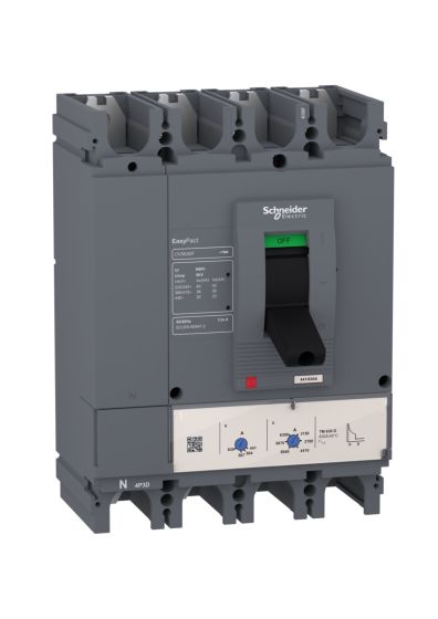Schneider LV563310, MCCB, EasyPact CVS630F, 36kA at 415VAC, 630A, TMD trip unit, 4 Pole