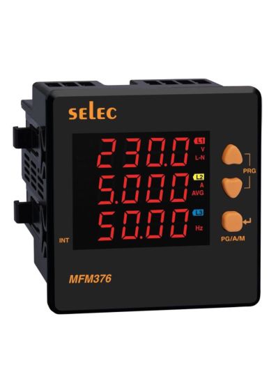 Selec MFM376-C-CE, 8 Digits LED Display, Three Phase Digital Multifunction Meter, Pulse / RS485 Communication Output, Size 96x96mm, Panel  Mount