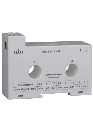 Selec MPCT-D15-40A, Motor Protection current transformer, Input Current 40A, DIN Rail Mount