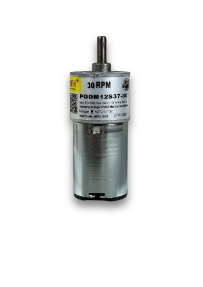 PGDM-12S37-30||12V DC Geared Motors, RPM 30, Gear Ratio 1:150, Length 77mm 