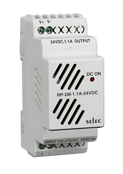 Selec RP-2M-1.1A-24VDC-CE,26.4Watt 24V/1.1A Power Supply, DIN Rail Mount, Plastic Housing