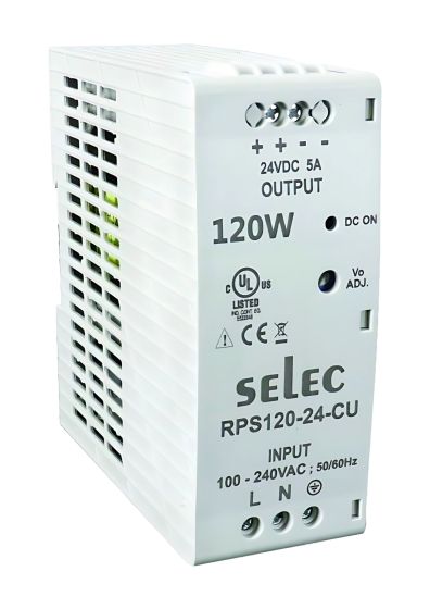 Selec RPS120-48, 120Watt 48V/2.5A Power Supply, DIN Rail Mount, Plastic Housing