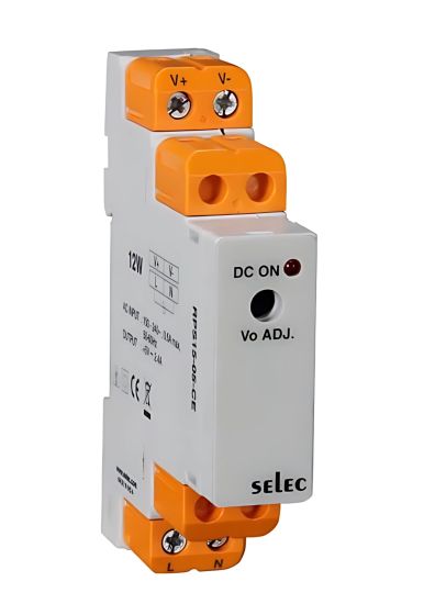 Selec RPS15-24-CE, 15Watt 24 Volt/ 0.63A Current Power Supply, DIN Rail Mount