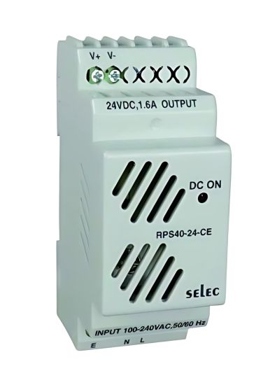 Selec RPS40-24-CE, 40Watt 24V/1.67A Power Supply, DIN Rail Mount