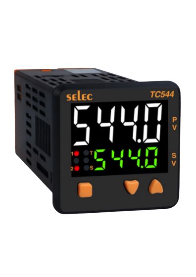 Selec TC544C-2, 4+4 digits, 7 segment LED White and Green Dual Display, 2 SPST Relay Output, 48x48mm, Panel Mount