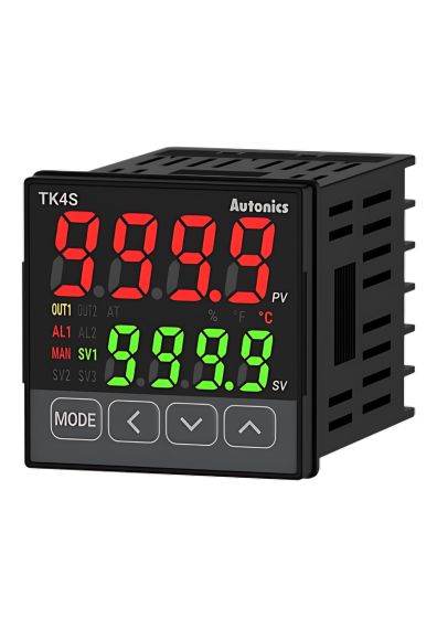 Autonics TK4S-14CN, High performance PID Temperature controller with automatic / manual control modes, 4-digit 7-segment LED, Panel Mount