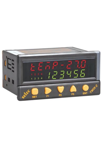 Selec TWIX-2-230V, 4+4 Red + 6 Green Digits Dual Display Smart Relay, 6 Digital & 6 Analog Inputs, 5 Relay & 1 AnalogOutputs, Size 48x96mm, Panel Mount