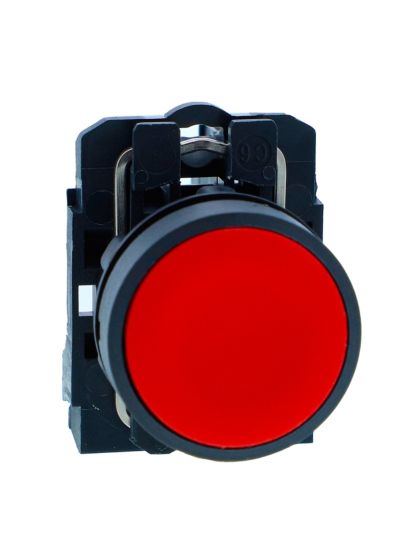 Schneider XB5AA41N, Push button, Harmony XB5, Plastic, Flush, Red, 22mm, Spring Return, Unmarked, 1 NO