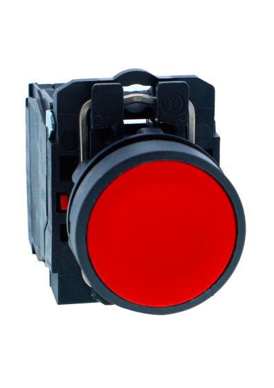 Schneider XB5AA42N, Push button, Harmony XB5, Plastic, Flush, Red, 22mm, Spring Return, Unmarked, 1 NC