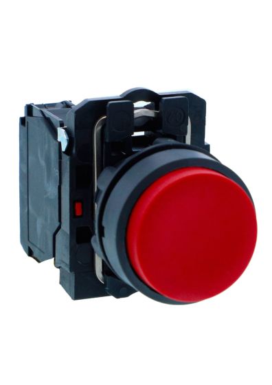 Schneider XB5AL42N, Push button, Harmony XB5, Plastic, Projecting, Red, 22mm, Spring Return, Unmarked, 1 NC